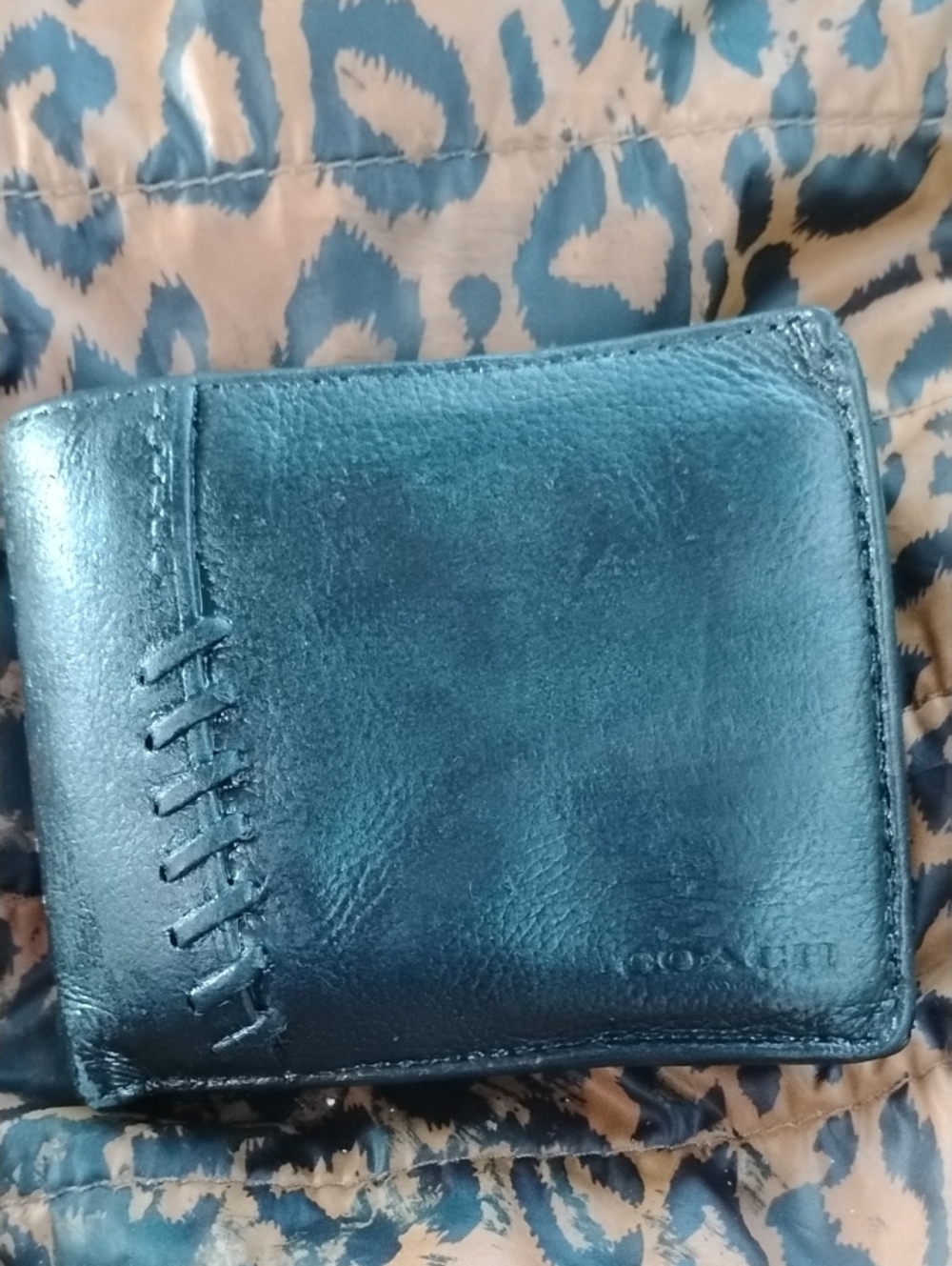 Coach Men's Teal Leather Bifold Wallet